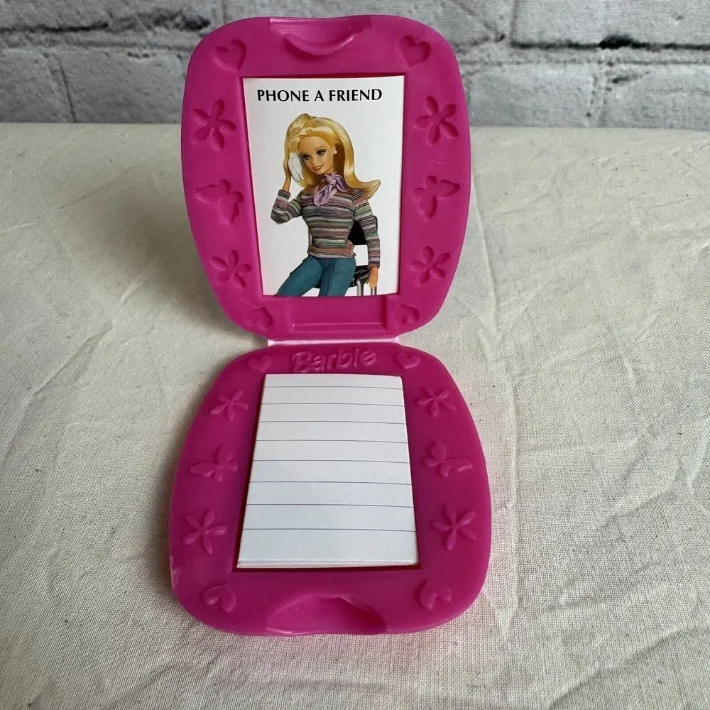 Vintage MATTEL BARBIE Compact Case Notepad Phone‎ A Friend Butterfly Pink 1997